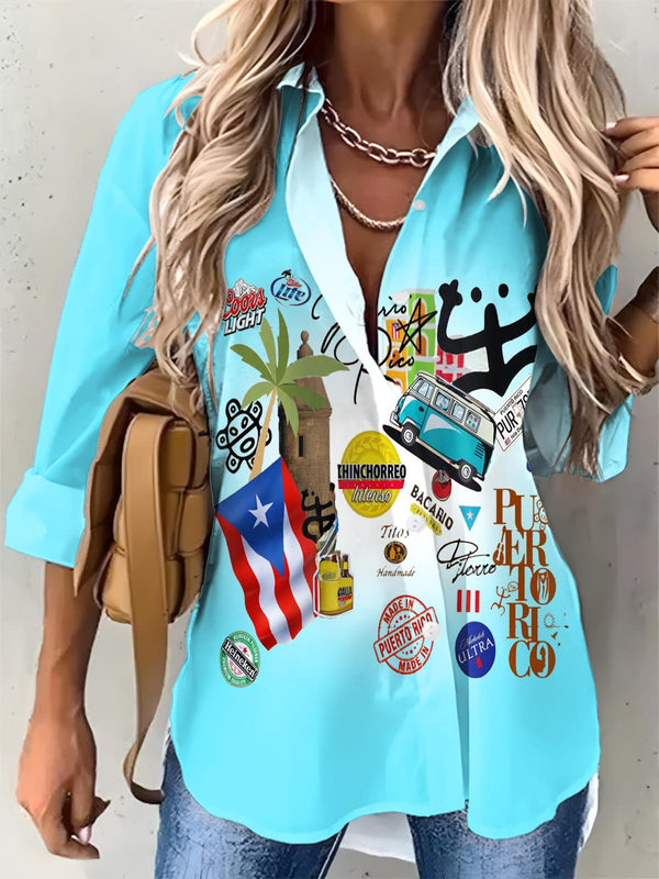 Women's Puerto Rican Printed Casual Shirt