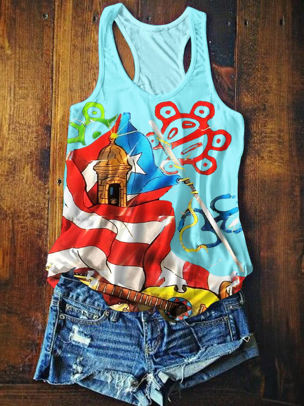badbunny Printed Casual Tank Top