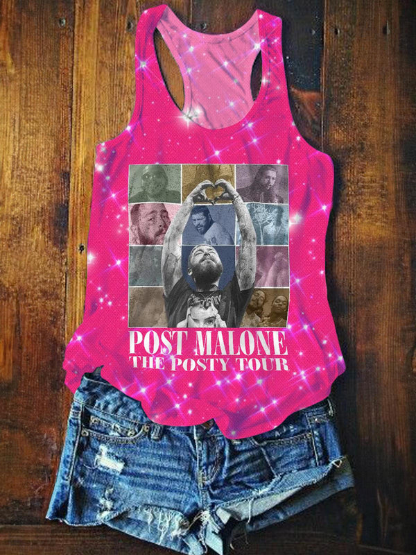 Post Malone Music Printed Casual Tank Top