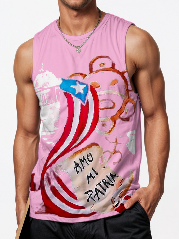 Puerto Rico Symbols Set Sports Crew Neck Vest