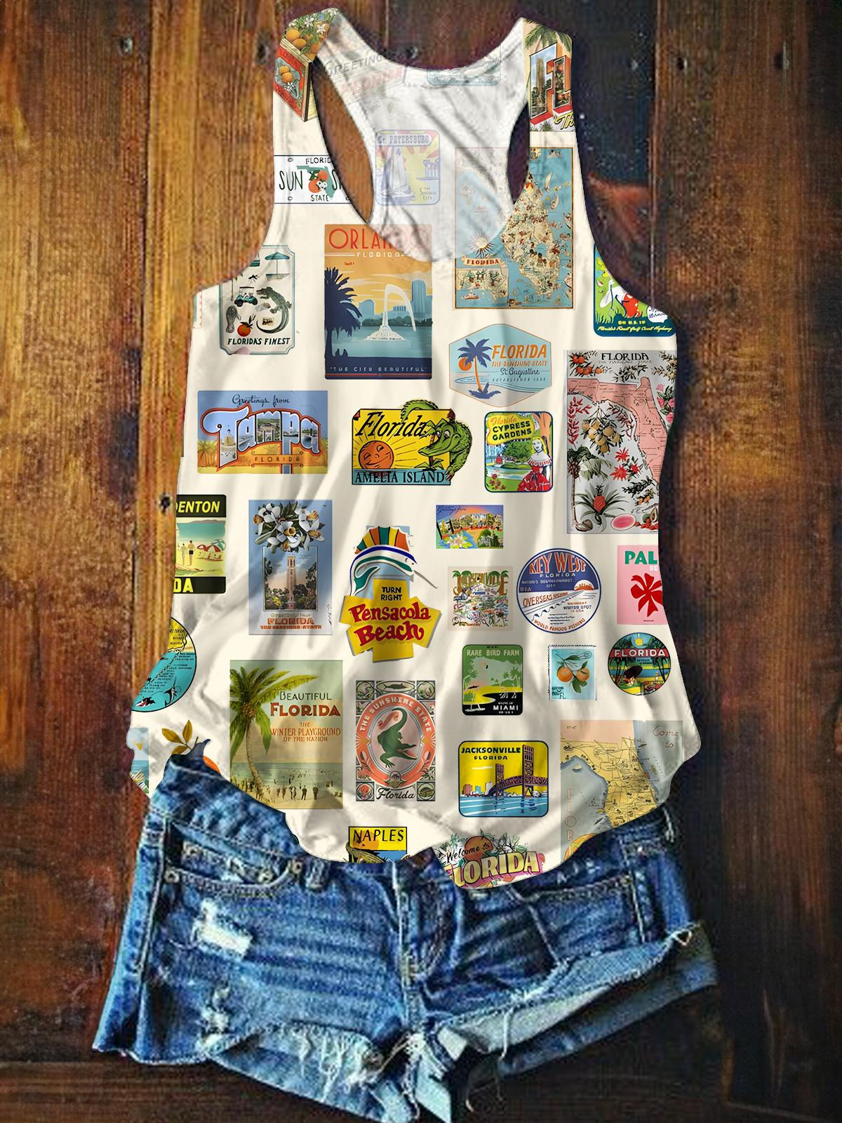 Florida Printed Casual Tank Top