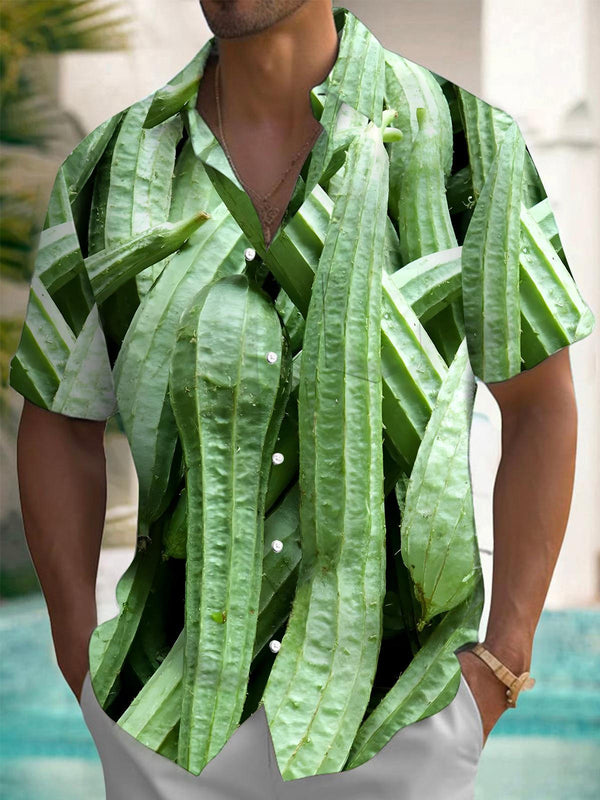 Camisas de manga corta con bolsillo y estampado de lufa para hombre