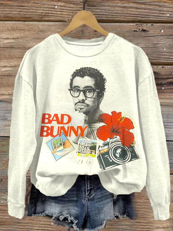 Bad Bunny Printed Long Sleeve Casual Top