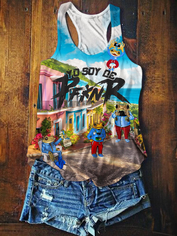 Puerto Rico Printed Casual Tank Top