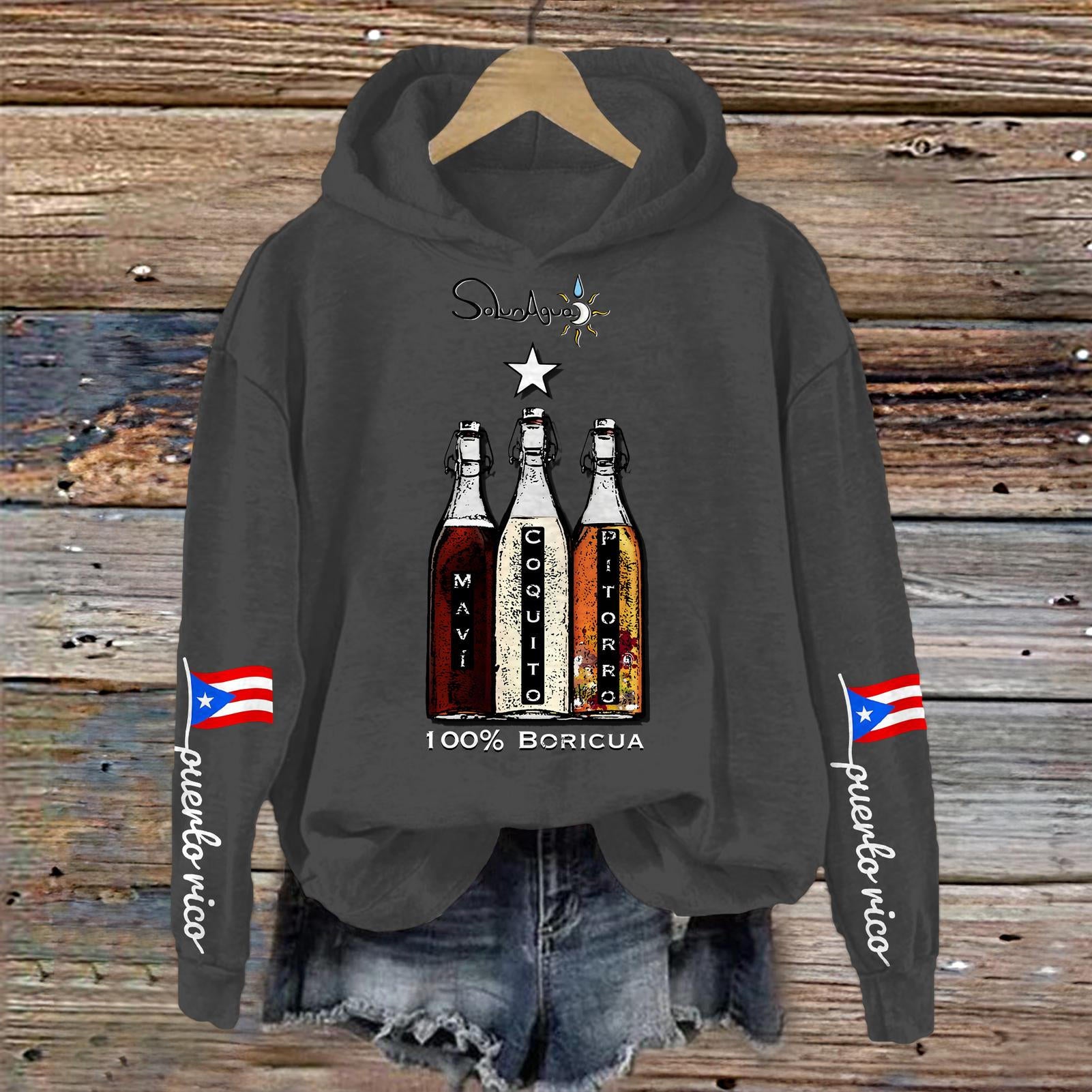Puerto Rico Long Sleeve Printed Hoodie
