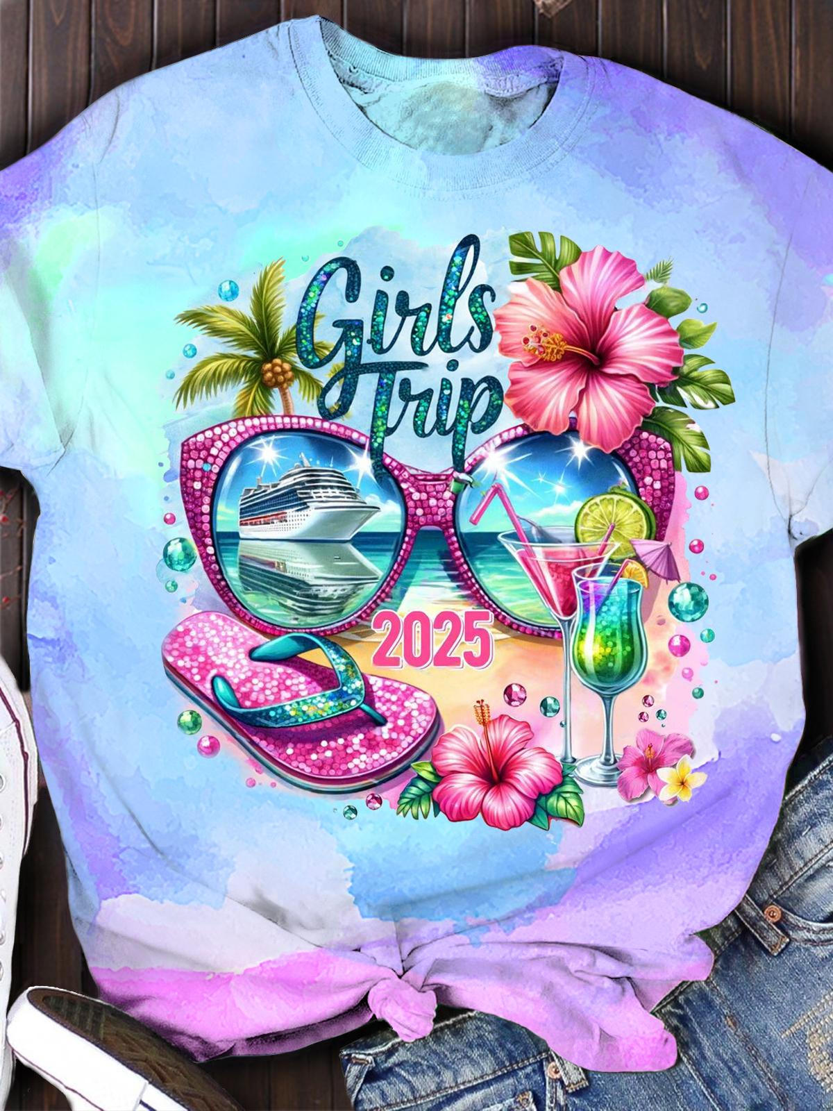 Camiseta de cuello redondo Girls Trip 2025 