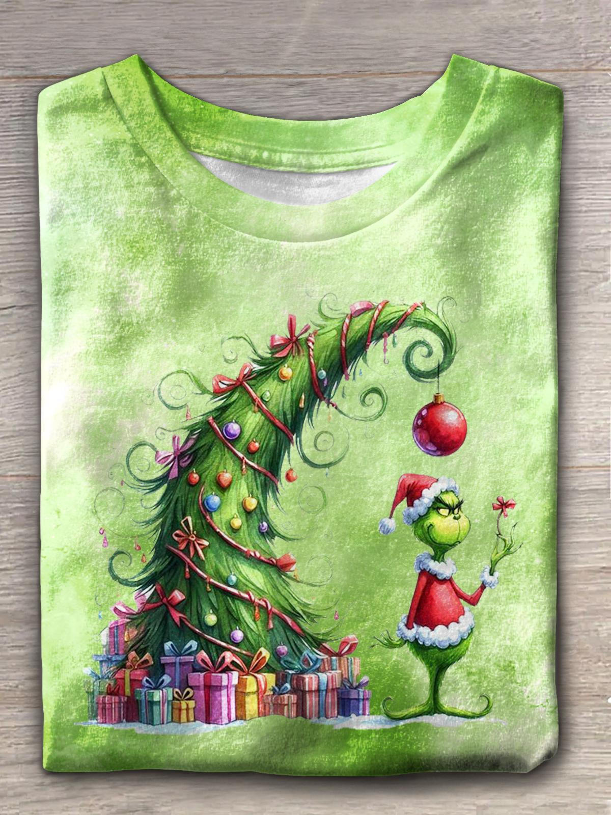 Christmas Movie Print Crew Neck T-shirt