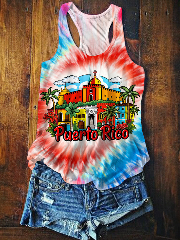 Puerto Rico Printed Casual Tank Top
