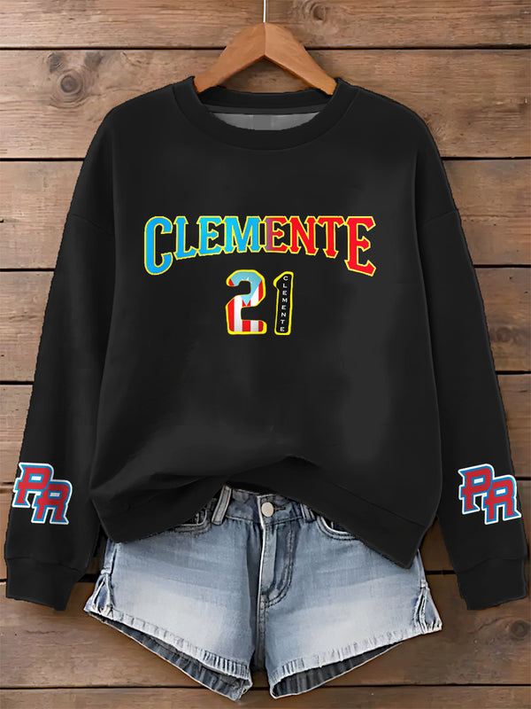 Puerto Rican Baseball Print Long Sleeve Casual Top