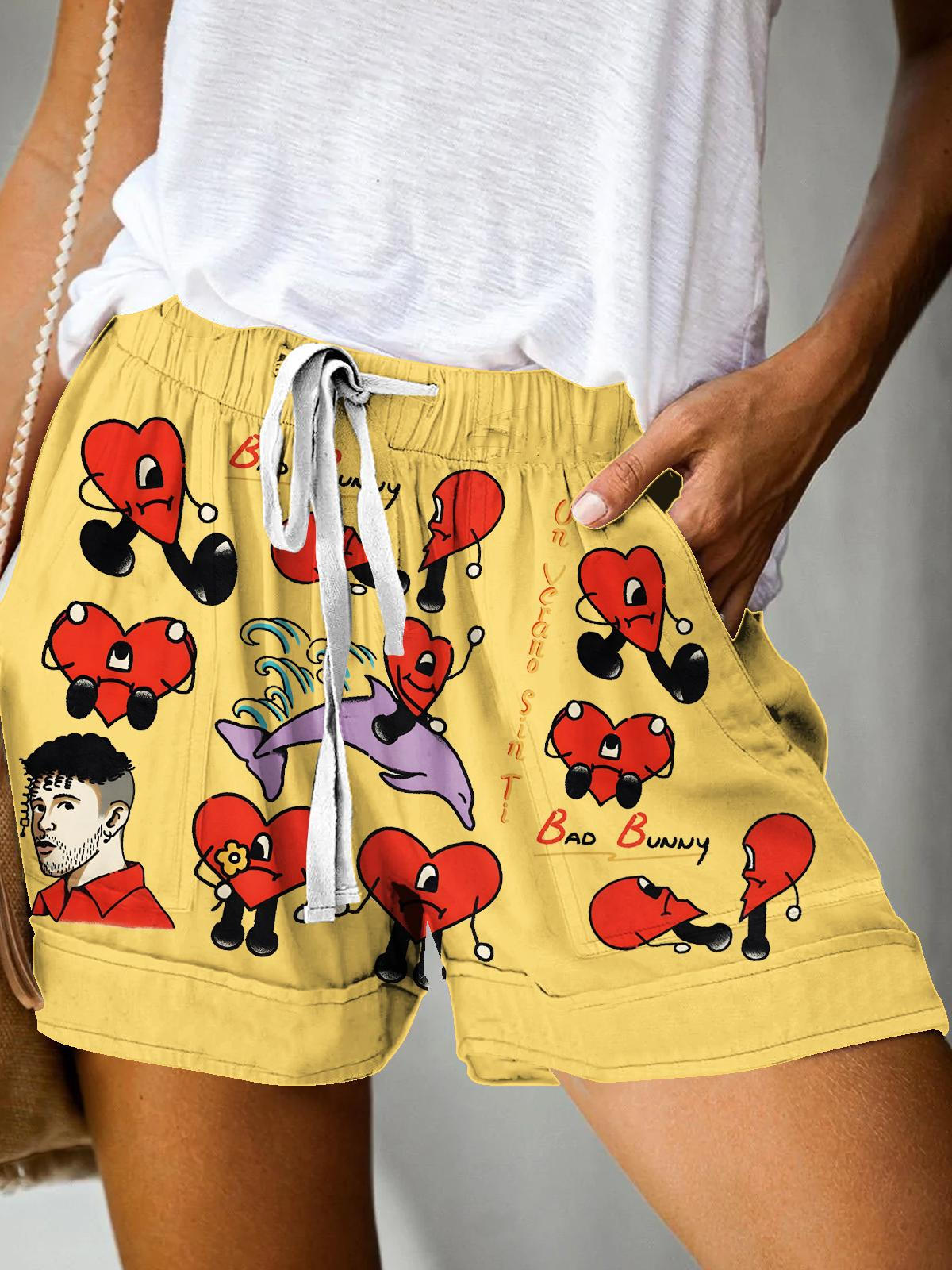 Puerto Rican Love Print Casual Shorts