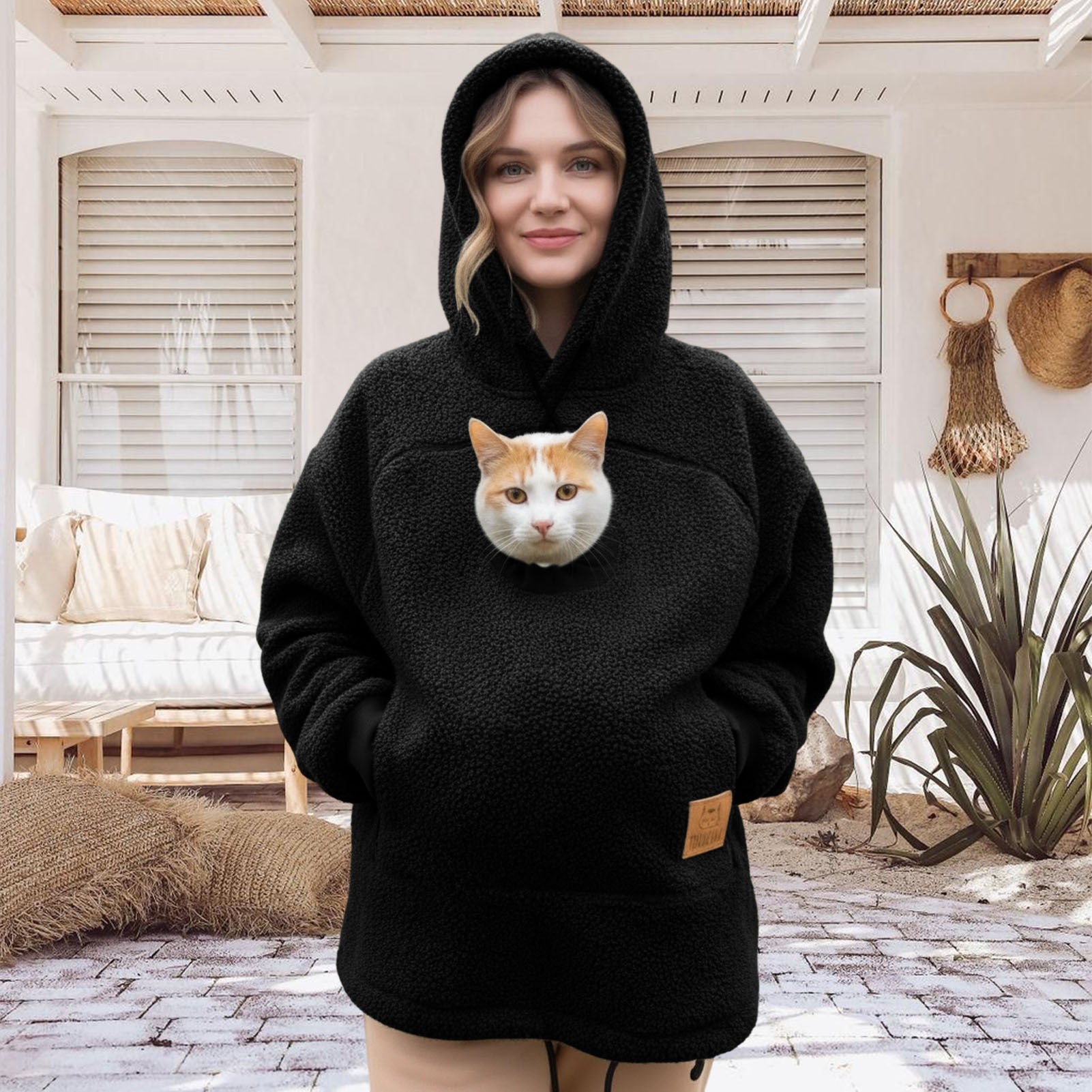 Pet Care Hoodie Long Sleeve Warm Fall Winter Pullover Sweatshirt with Dog Pouch for Outdoor Dog Walking generous