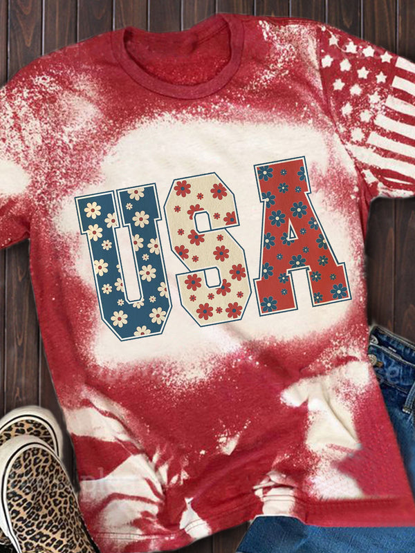 USA Print Crew Neck T-shirt