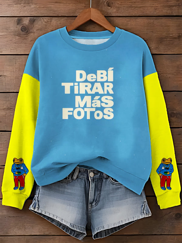 Bad Bunny Dtmf Puerto Rico Color-Block Printed Long Sleeve Casual Top