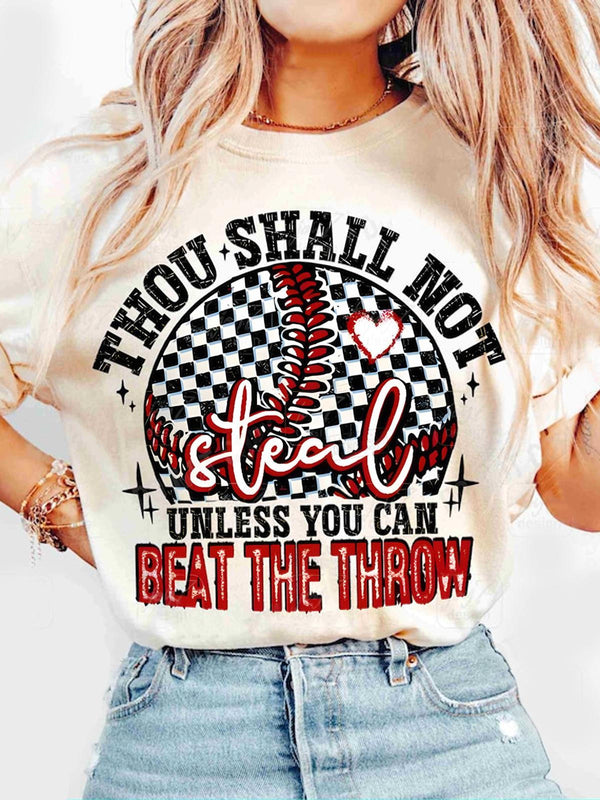 Camiseta divertida de béisbol con cuello redondo 