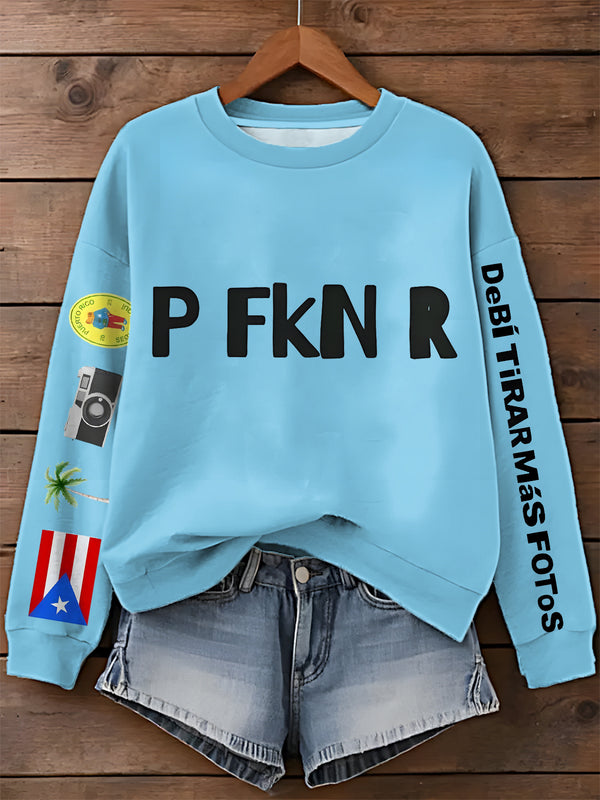 Bad Bunny Design Printed Long Sleeve Casual Top