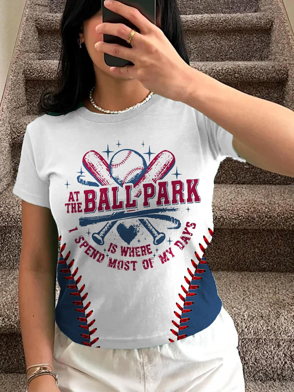 Funny Baseball Game Day Casual Short Navel-Baring Short-Sleeved T-Shirt