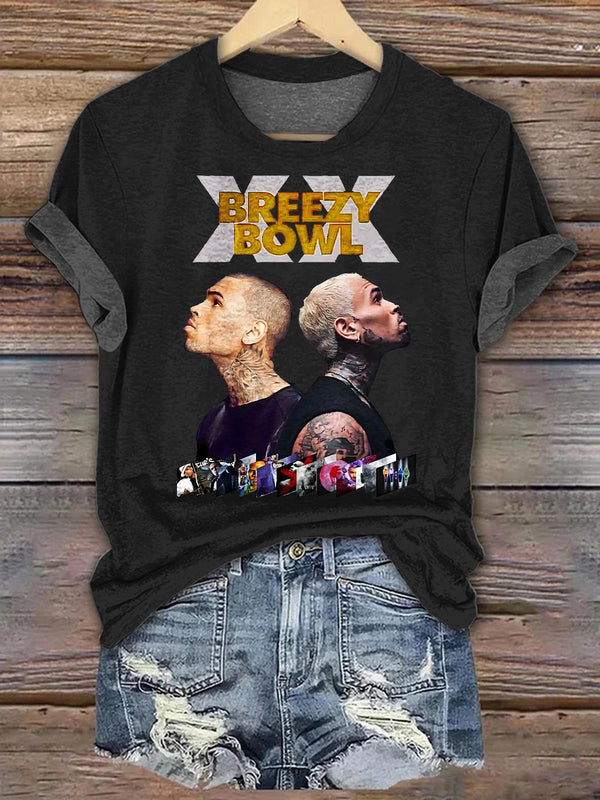 Chris Brown Breezy Bowl XX Tour 2025 Crew Neck T-shirt