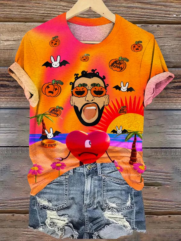 Puerto Rico Singer Halloween Crew Neck T-shirt