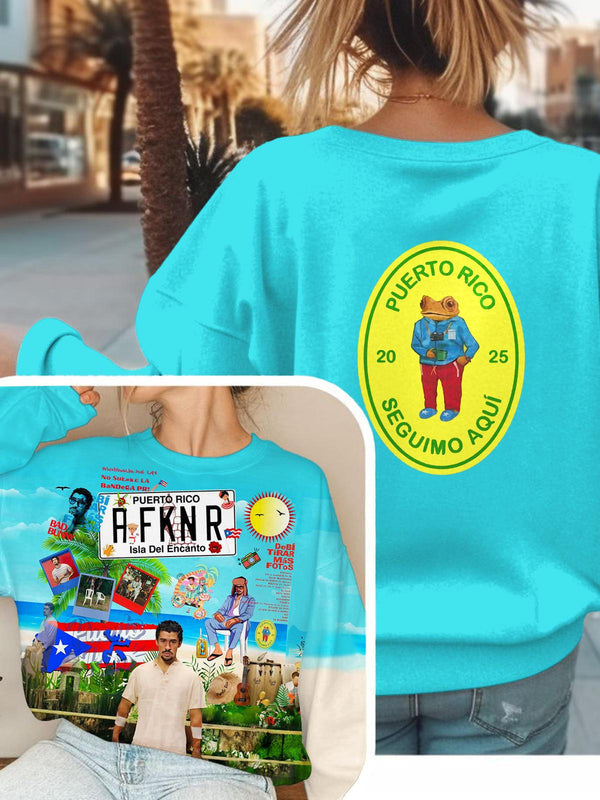 Debí Tirar Más Fotos Bad Bunny Printed Long Sleeve Casual Top