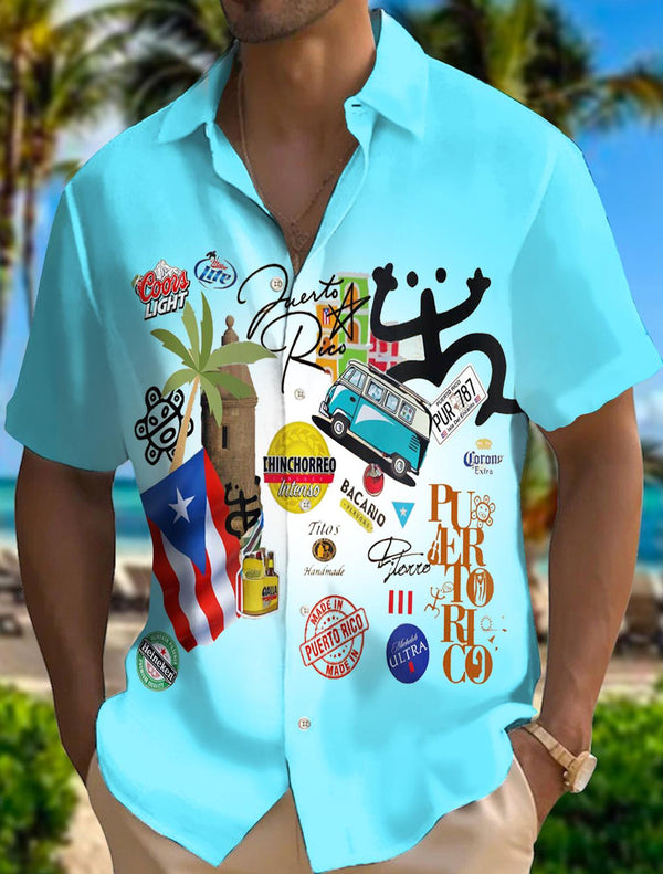 Men's Puerto Rican Printed Short Sleeve Shirts