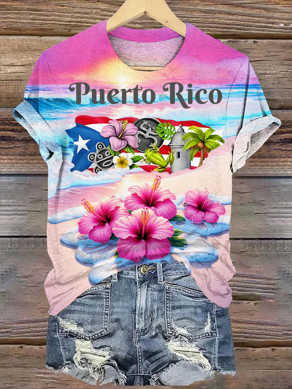 Puerto Rican Flag Crew Neck T-shirt