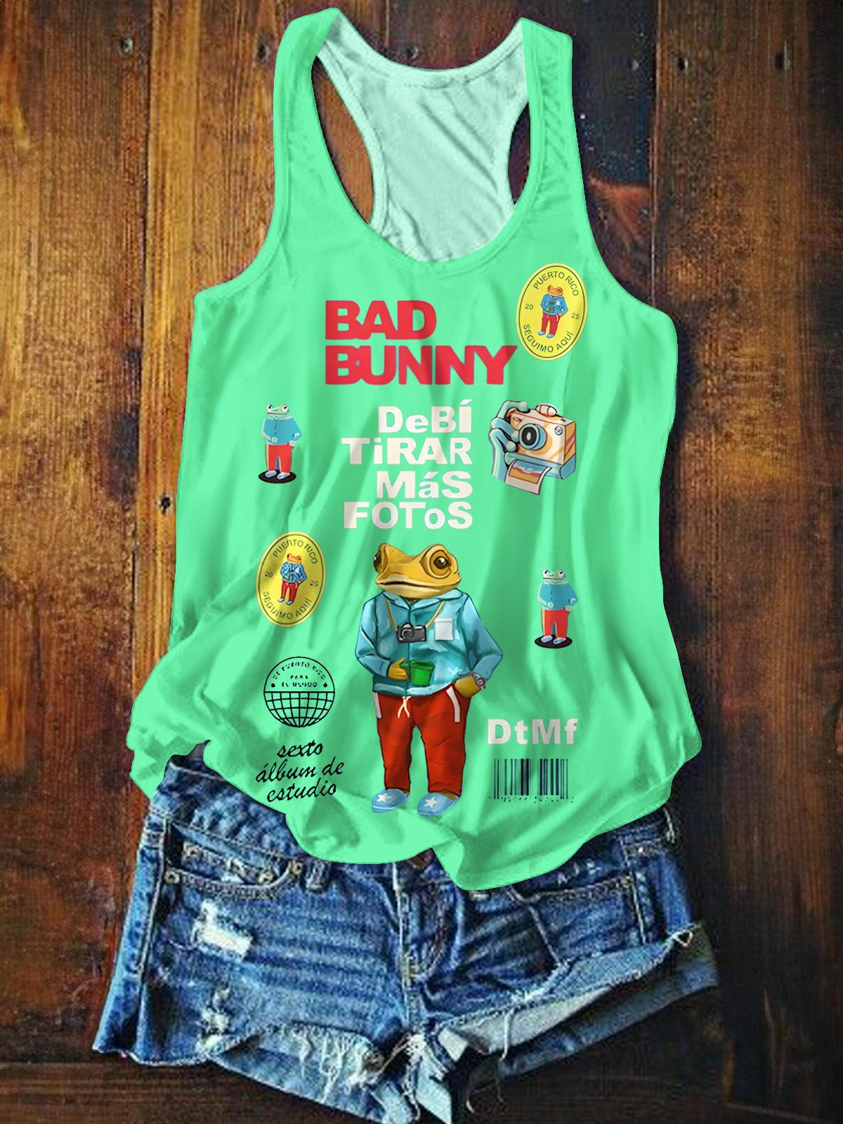 Bad Bunny Creative Cartoon Printed Casual Tank Top