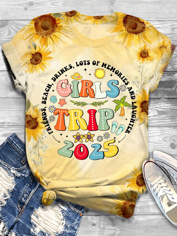 Girls Trip 2025 Summer Vacation Crew Neck T-shirt