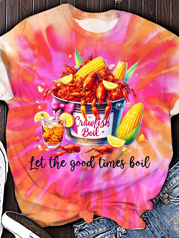 Crawfish Watercolor Crew Neck T-shirt