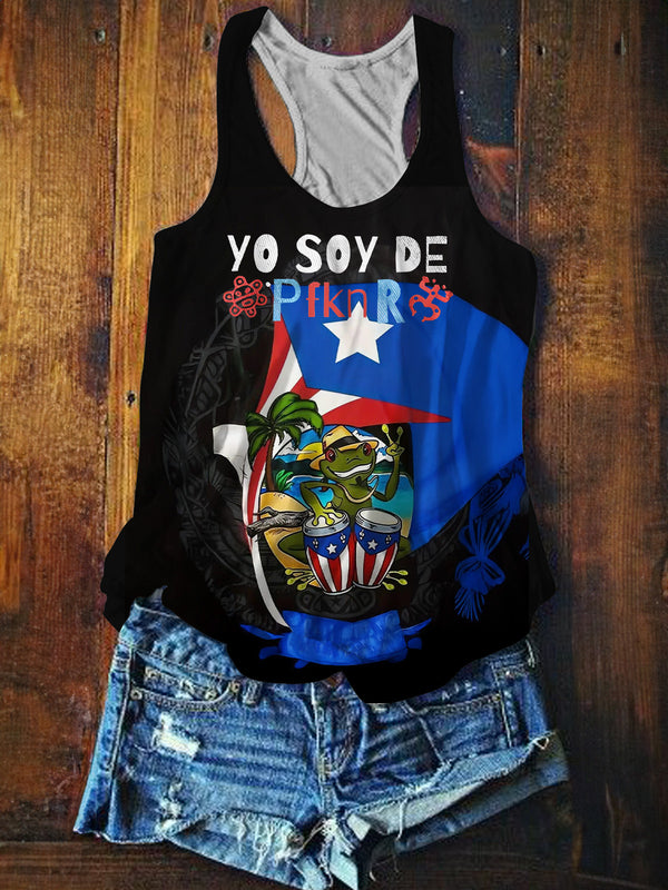 Puerto Rico Printed Casual Tank Top