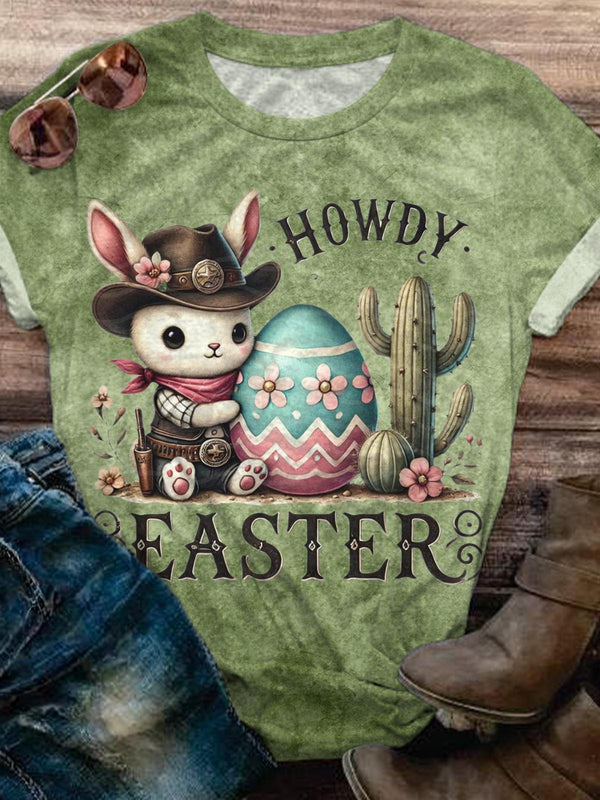 Cute Howdy Easter Crew Neck T-shirt