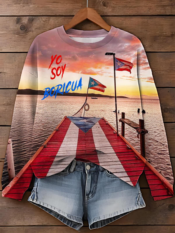 Puerto Rico Classic Printed Long Sleeve Casual Top