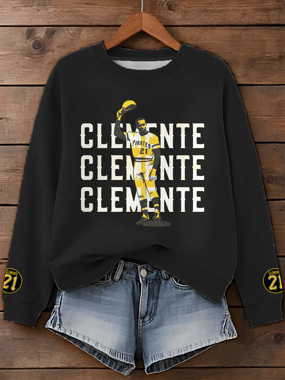 Roberto Clemente Printed Long Sleeve Casual Top