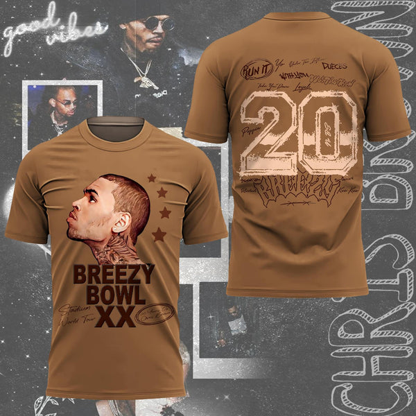 Chris Brown Breezy Bowl XX Tour Crew Neck T-shirt