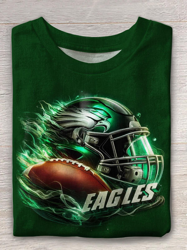 Philadelphia Eagles Football Print Crew Neck T-shirt