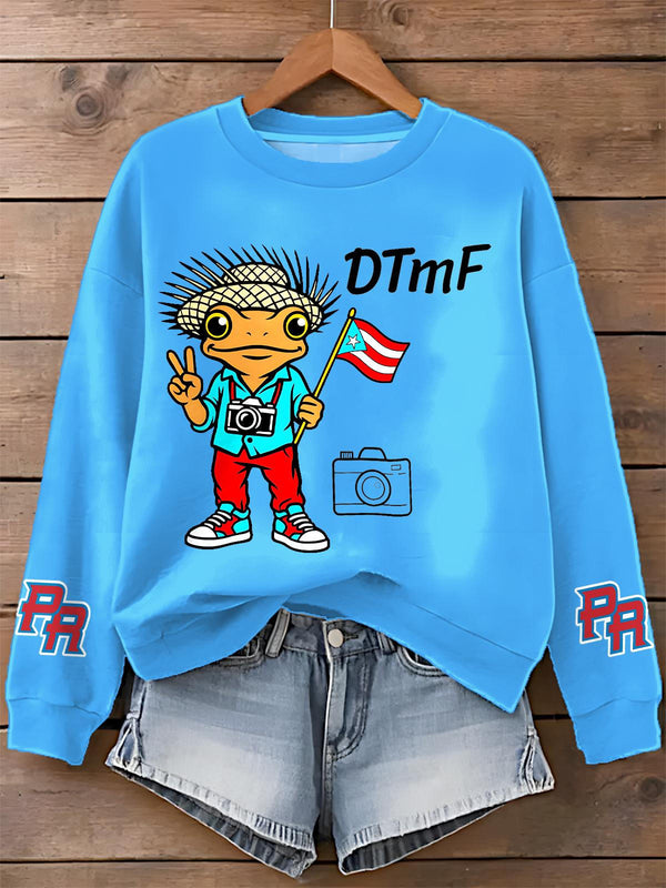 Puerto Rican Print Long Sleeve Casual Top