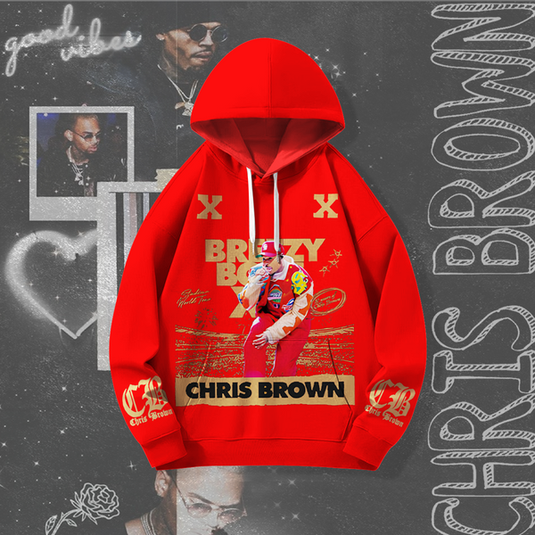 Chris Brown Breezy Bowl XX Loose Fit Hooded Sweatshirt With Pockets