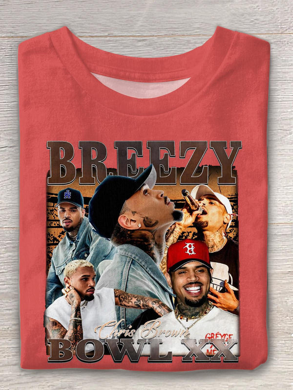 Camiseta de cuello redondo con vista previa de la gira de Chris Brown 