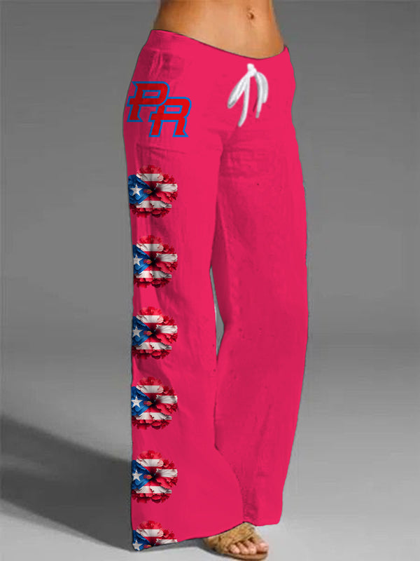 Puerto Rico Classic Flowers Women's Printed Casual Pants
