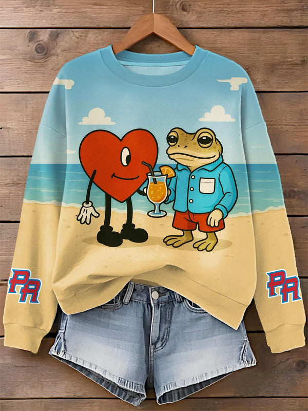 Puerto Rican Print Long Sleeve Casual Top