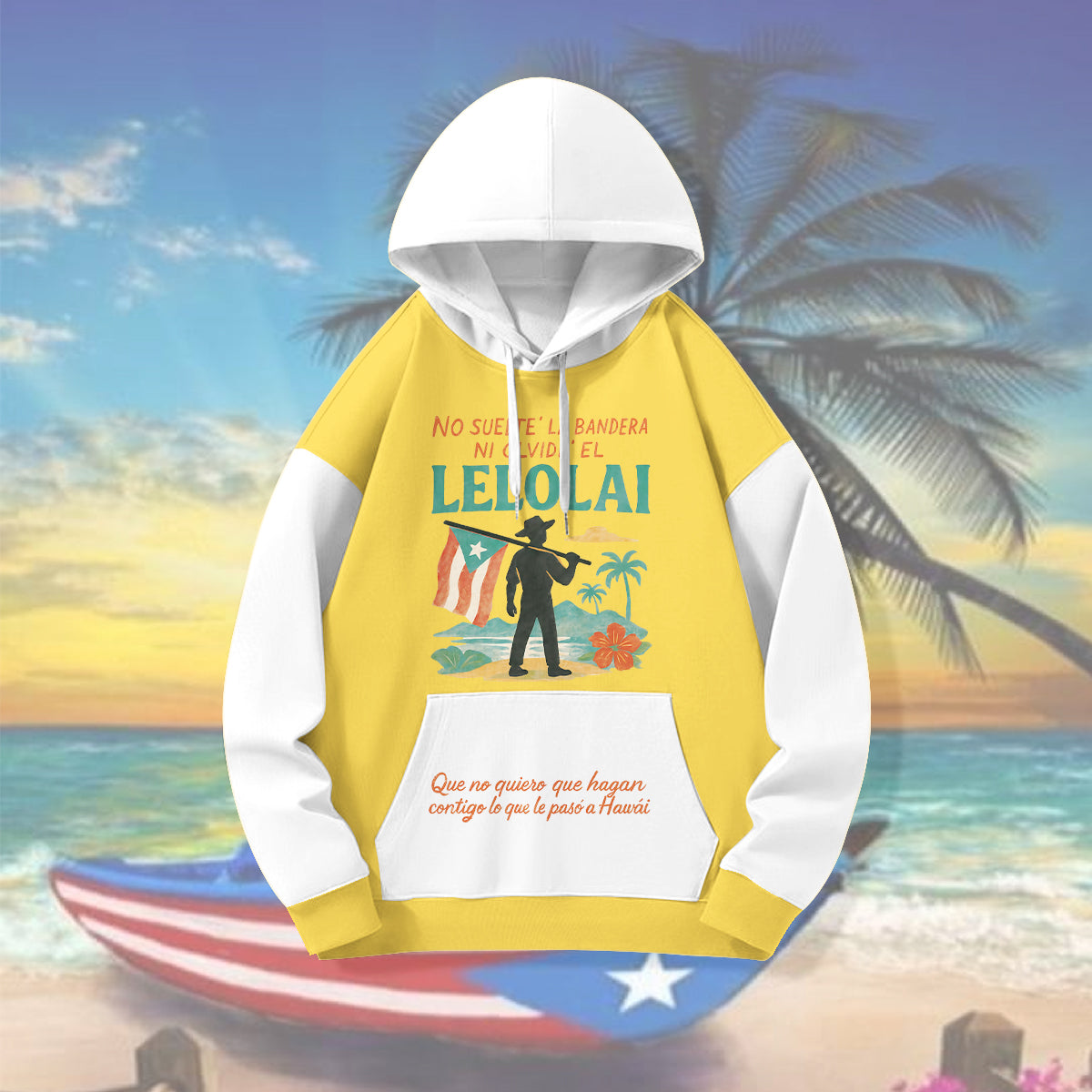 Puerto Rico Loose Fit Hooded Sweatshirt With Pockets