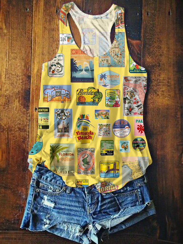Florida Printed Casual Tank Top