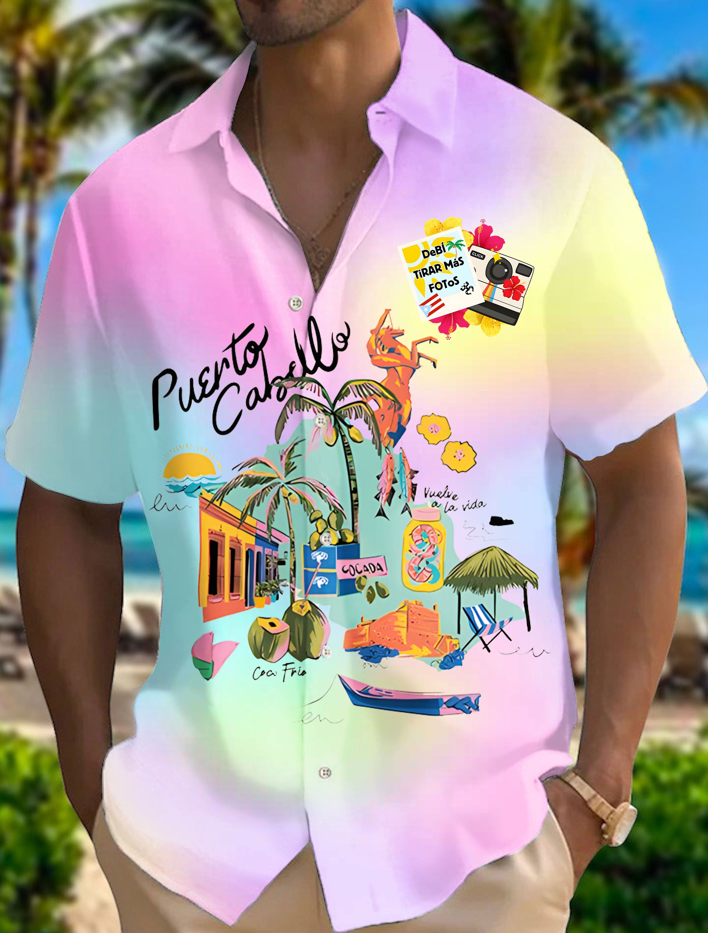 BadBunny Puerto Rico Print Short Sleeve Shirts