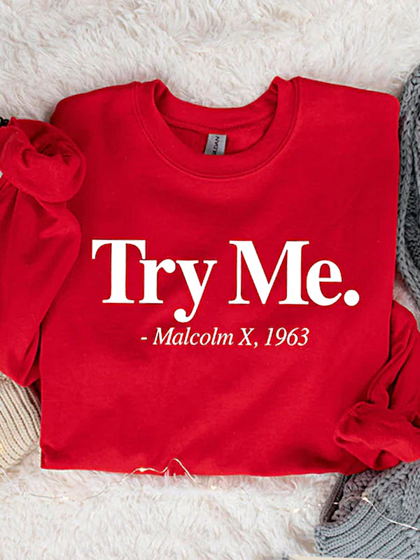 Camiseta informal de manga larga con estampado del Mes de la Historia Negra de Malcolm X