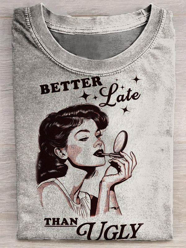 Interesting Retro Printed Crew Neck T-shirt