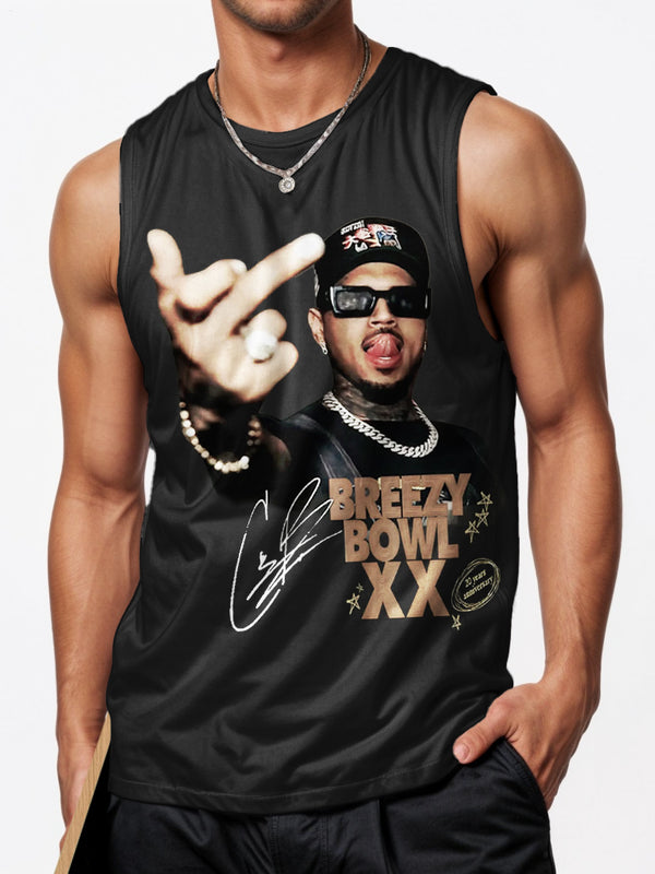 Chris Brown Breezy Bowl XX Tour Sports Crew Neck Vest