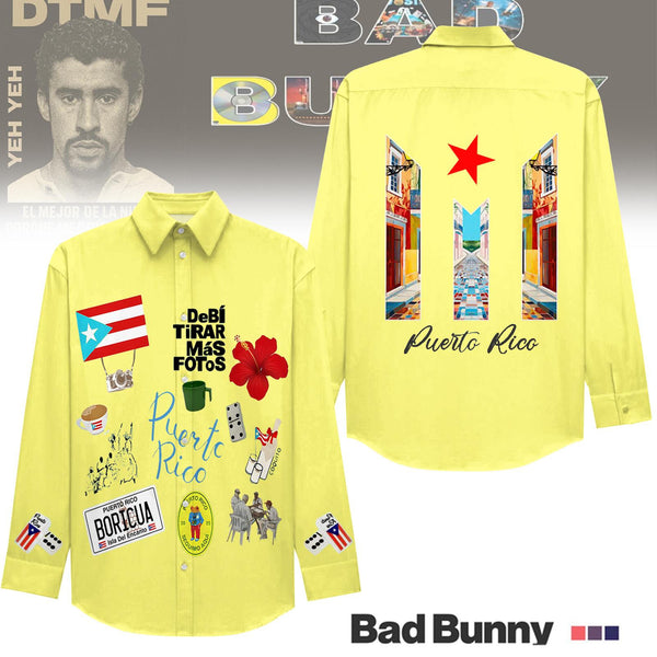 Women's Puerto Rican Badbunny Print Casual Shirt