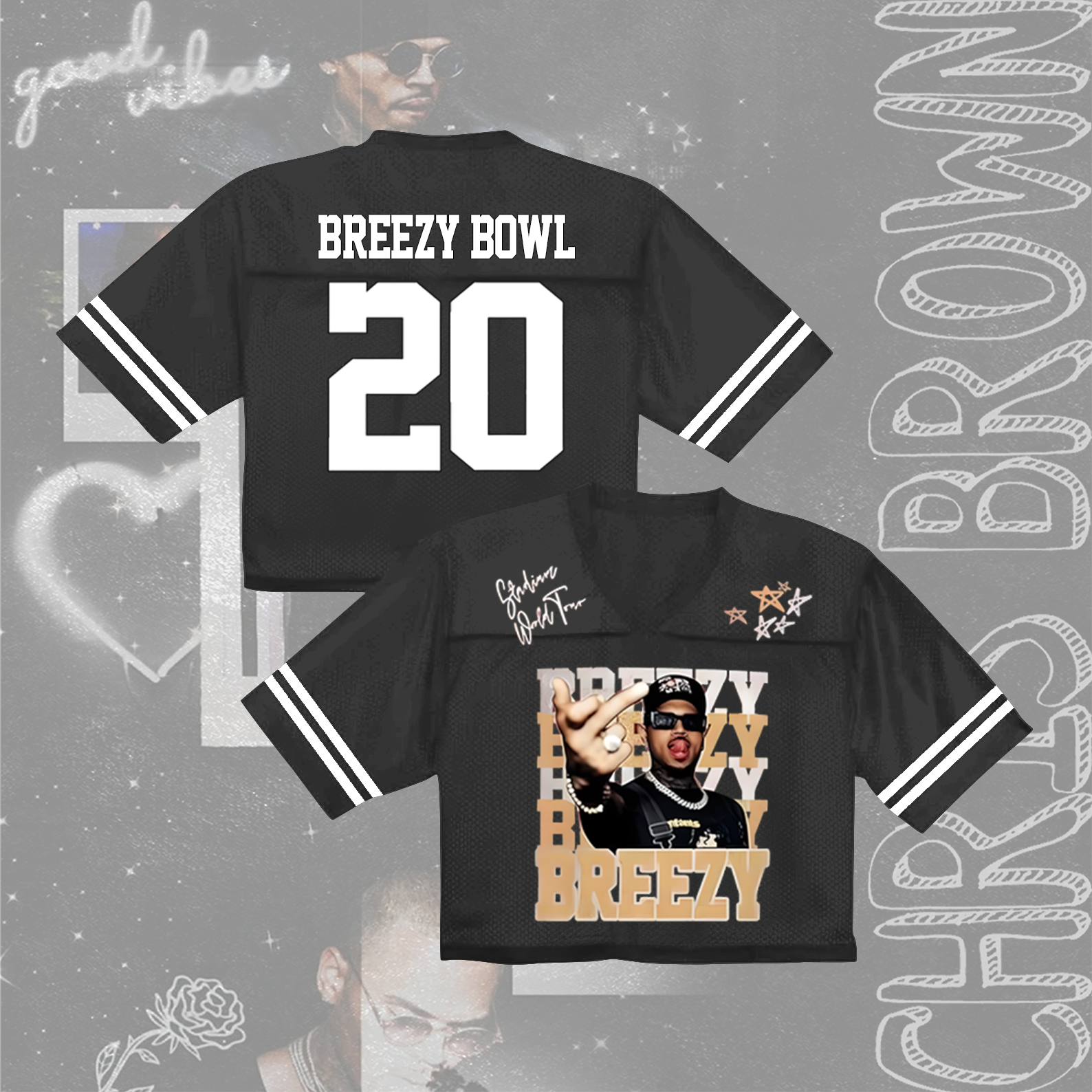 Chris Brown Breezy Bowl XX V-neck Cropped Jersey T-shirt