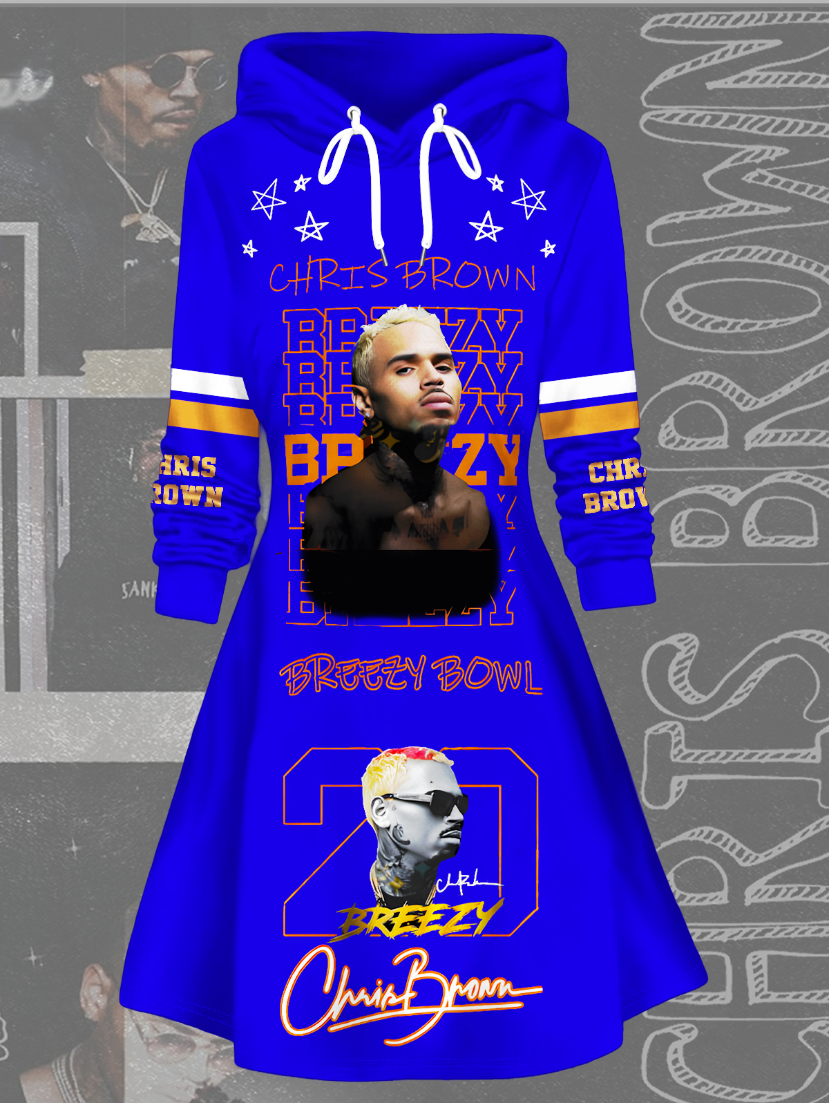 Chris Brown Breezy Bowl Hooded Pullover Sweatshirt Dress