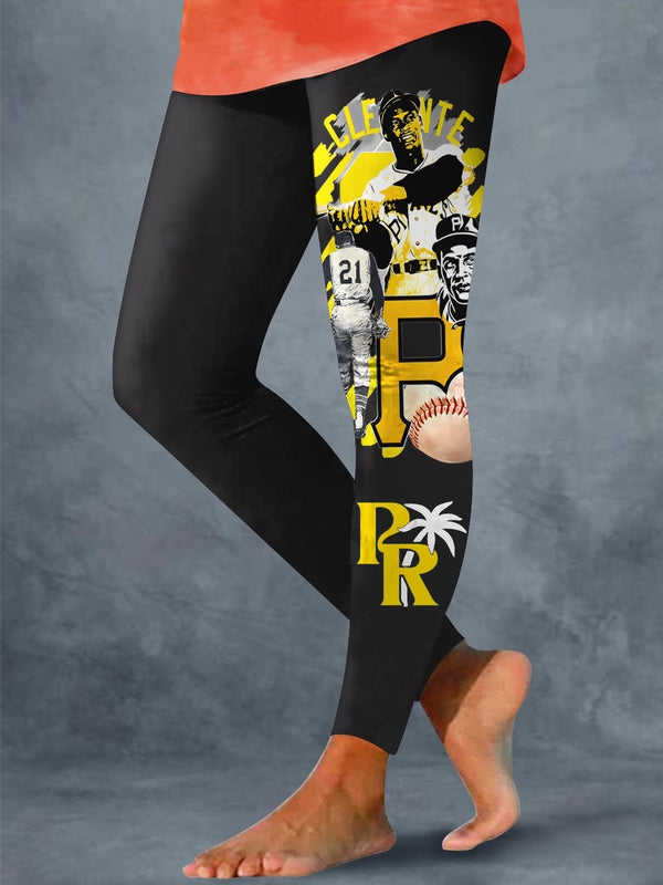 Puerto Rican Baseball Print Leggings