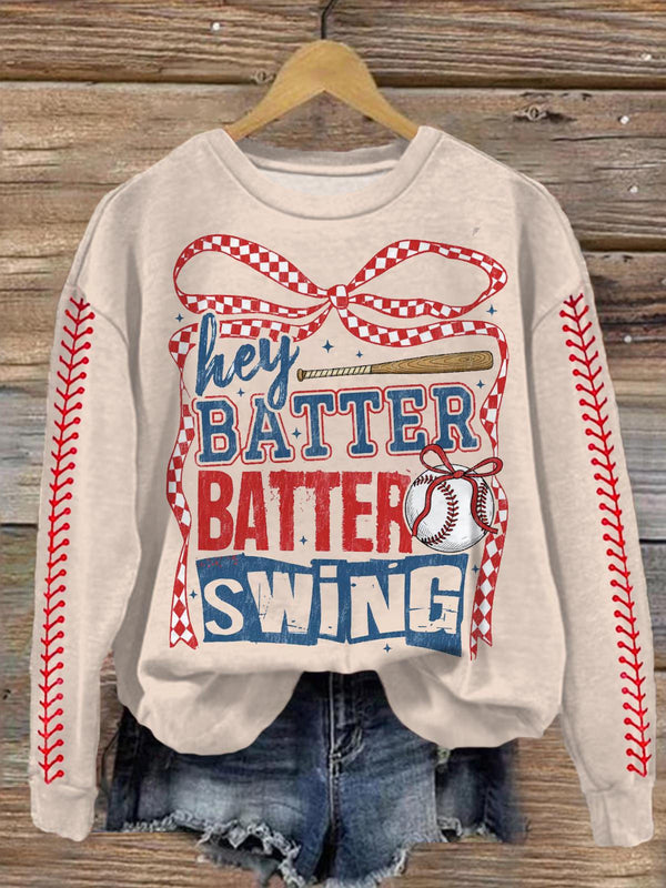 Camiseta informal de manga larga con estampado de béisbol retro 
